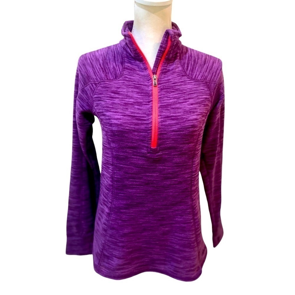 Cabela’s purple 1/4 zip contrast hot pink trim athletic top size medium